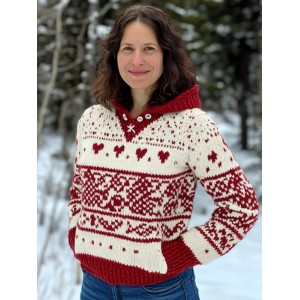 Women's Vintage Viking Valentine's Day Love Jacquard Hooded Sweater