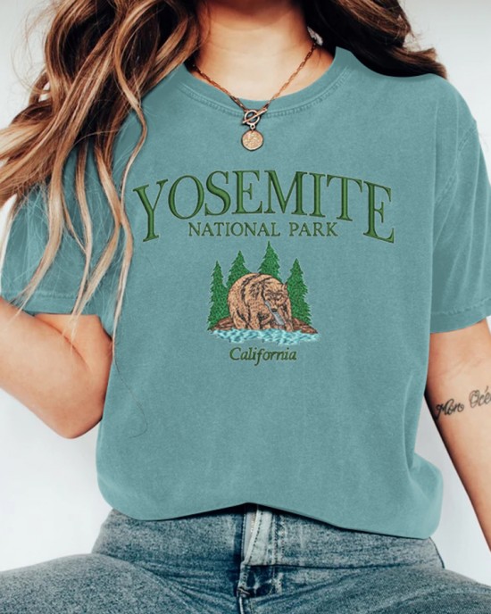 Yosemite National Park Embroidered Cozy T Shirt