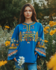 Vintage Ukrainian Folk Floral Embroidery Linen Shirt