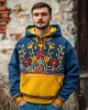 Men's Ukrainian Folk Floral Embroidered Contrast Color Comfy Hoodie Men's Ukrainian Folk Floral Embroidered Contrast Color Comfy Hoodie