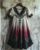 Bohemian Viking Tribal Celtic Knot Gradient Embroidery Art Linen Round Neck Midi Dress Bohemian Viking Tribal Celtic Knot Gradient Embroidery Art Linen Round Neck Midi Dress