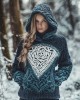 Viking Gradient Totem Pattern Women's Hooded Sweater