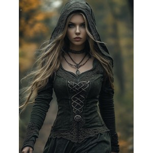 Women's Viking Jacquard Celtic Knot Art Hooded