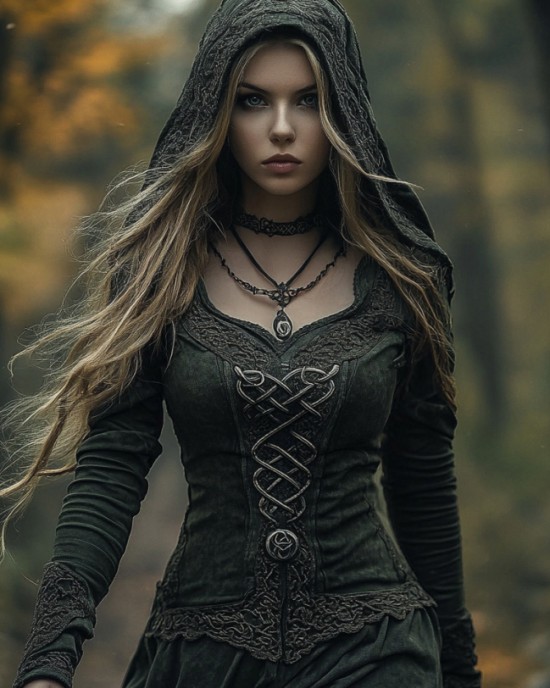 Women's Viking Jacquard Celtic Knot Art Hooded Women's Viking Jacquard Celtic Knot Art Hooded