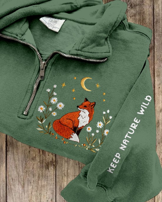 Respect The Locals Forest Fox Embroidered Cozy Sweatshirt Respect The Locals Forest Fox Embroidered Cozy Sweatshirt