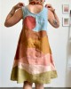 Sunny Earthy Landscape Colorblock Patchwork Linen Tank Dress