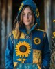 Ukraine Ethnic Sunflowers Embroidered Patchwork Hoodie Ukraine Ethnic Sunflowers Embroidered Patchwork Hoodie