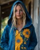 Ukraine Ethnic Sunflowers Embroidered Contrast Patchwork Hoodie Ukraine Ethnic Sunflowers Embroidered Contrast Patchwork Hoodie