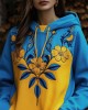 Ukraine Ethnic Floral Embroidered Contrast Color Hoodie Ukraine Ethnic Floral Embroidered Contrast Color Hoodie