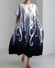 Ocean Octopus Japanese Art Linen Blend Casual Dress Ocean Octopus Japanese Art Linen Blend Casual Dress