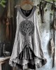 Tribal Tree Of Life Lace Patchwork Art Linen Tank Dress