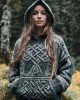 Women's Viking Tribal Tree Of Life Celtic Jacquard Hooded Sweater Women's Viking Tribal Tree Of Life Celtic Jacquard Hooded Sweater