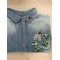 Cottage Bees & Clovers Embroidered Washed Denim Blouse