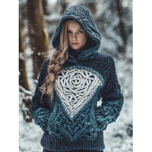 Viking Gradient Totem Pattern Women's Hooded Sweater