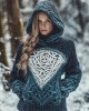 Viking Gradient Totem Pattern Women's Hooded Sweater