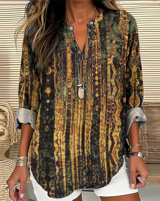 Vintage Gilt Geometric V-Neck Shirt Vintage Gilt Geometric V-Neck Shirt