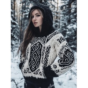 Women's Viking Celtic Knot Vintage Pocket Hooded Sweater