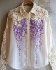 Women's Flowers Embroidered Elegant Shirt