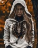 Women's Tribal Viking Dragon Printed Casual Hoodie