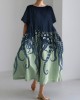 Ocean Octopus Japanese Art Linen Blend Casual Dress Ocean Octopus Japanese Art Linen Blend Casual Dress
