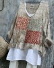 Geometric Japanese Sashiko Embroidered Art Linen Blend Tunic Geometric Japanese Sashiko Embroidered Art Linen Blend Tunic