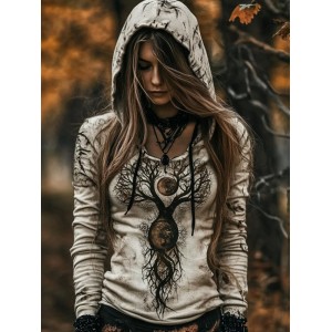 Women's Tribal Viking Tree Of Life Totem Casual Hoodie
