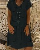 Geometric Pattern V Neck A Line Midi Dress Geometric Pattern V Neck A Line Midi Dress