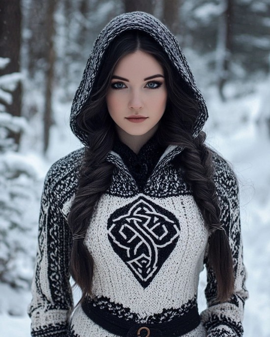 Women's Vintage Jacquard Comfort Knit Hooded Sweater Women's Vintage Jacquard Comfort Knit Hooded Sweater