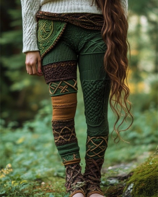 Vintage Celtic Chunky Patchwork Cozy Knit Leggings Vintage Celtic Chunky Patchwork Cozy Knit Leggings