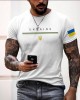 Man's Ukraine Flag Print Crew Neck Short Sleeve T-shirt Man's Ukraine Flag Print Crew Neck Short Sleeve T-shirt