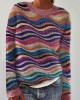 Colorful Sea Waves Knit Art Cozy Sweater Colorful Sea Waves Knit Art Cozy Sweater