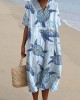 Women's Resort Collection Watercolor Turtle Pattern Pattern Casual Flowy Midi Dress Women's Resort Collection Watercolor Turtle Pattern Pattern Casual Flowy Midi Dress