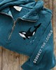 Respect The Locals Killer Whale Embroidered Zip Up Sweatshirt