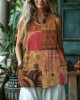 Vintage Geometric Floral Print Women's Linen Tank Top Vintage Geometric Floral Print Women's Linen Tank Top
