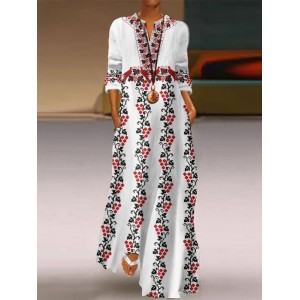 Ukraine Embroidered Art V-neck Maxi Dress