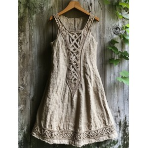 Medieval Viking Celtic Knot Patchwork Linen Tank Dress