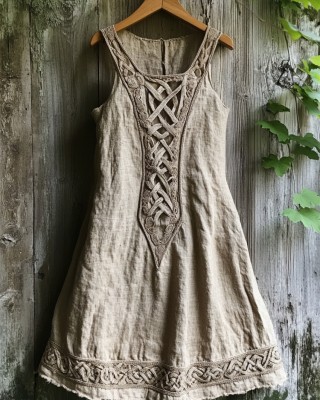Medieval Viking Celtic Knot Patchwork Linen Tank Dress