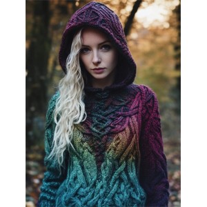 Mystical Gradient Celtic Vines Chunky Hooded Sweater