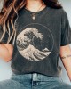 The Great Wave off Kanagawa Inspired Vintage Washed T Shirt