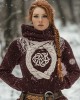 Women's Viking Tribal Jacquard Celtic Inspired Chunky Knit Hooded Sweater Women's Viking Tribal Jacquard Celtic Inspired Chunky Knit Hooded Sweater