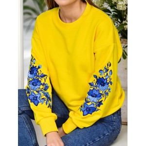 Ukraine Ethnic Floral Embroidered Crewneck Cozy Sweatshirt