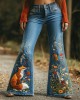 Forest Fox Floral Embroidered Washed Flare Jeans Forest Fox Floral Embroidered Washed Flare Jeans