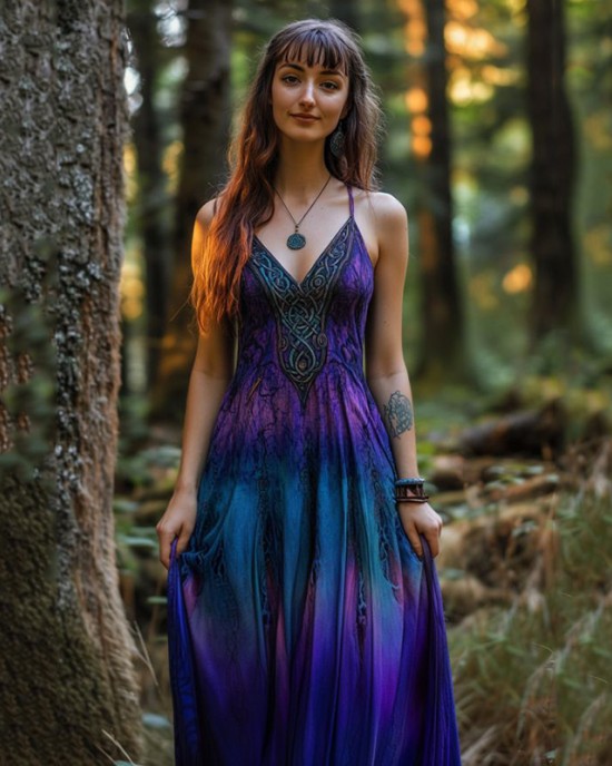 Vintage Celtic Knot Gradient Art Sling Dress Vintage Celtic Knot Gradient Art Sling Dress