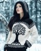 Women's Viking Tree Of Life Contrast Jacquard Cozy Knit Hooded Sweater Women's Viking Tree Of Life Contrast Jacquard Cozy Knit Hooded Sweater