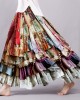 Boho Colorful Patchwork Textile Flowy Linen And Lace Blend Wide Skirt Boho Colorful Patchwork Textile Flowy Linen And Lace Blend Wide Skirt
