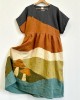 Mushroom Landscape Colorblock Patchwork Linen Dress Mushroom Landscape Colorblock Patchwork Linen Dress