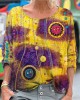 Button Embroidered Floral Women's Vintage Linen Shirt