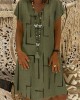 Geometric Pattern V Neck A Line Midi Dress Geometric Pattern V Neck A Line Midi Dress