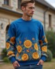 Men's Ukrainian Sunflower Embroidered Crew Neck Sweatshirt Men's Ukrainian Sunflower Embroidered Crew Neck Sweatshirt