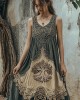 Vintage Tribal Viking Tree Of Life Celtic Knot Linen Blend Tank Midi Dress Vintage Tribal Viking Tree Of Life Celtic Knot Linen Blend Tank Midi Dress